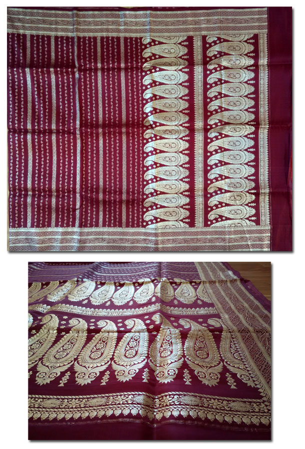 Cарі, весільне, бордове, з золотим орнаментом