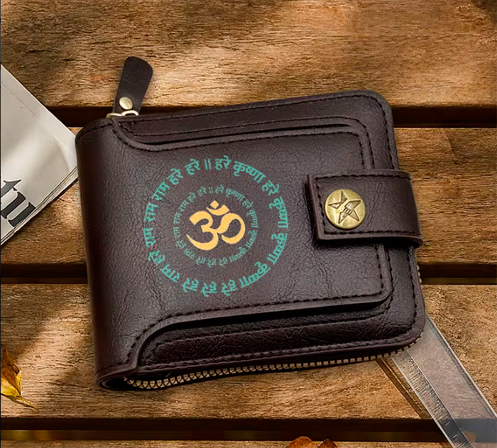 Чоловічий гаманець на блискавці зі знаком Ом