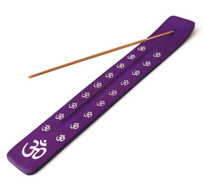 Дерев'яна, фиолетовая підставка для пахощів 