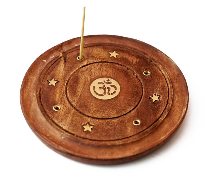 Підставка для пахощів. Дерево+латунь. Кругла. 