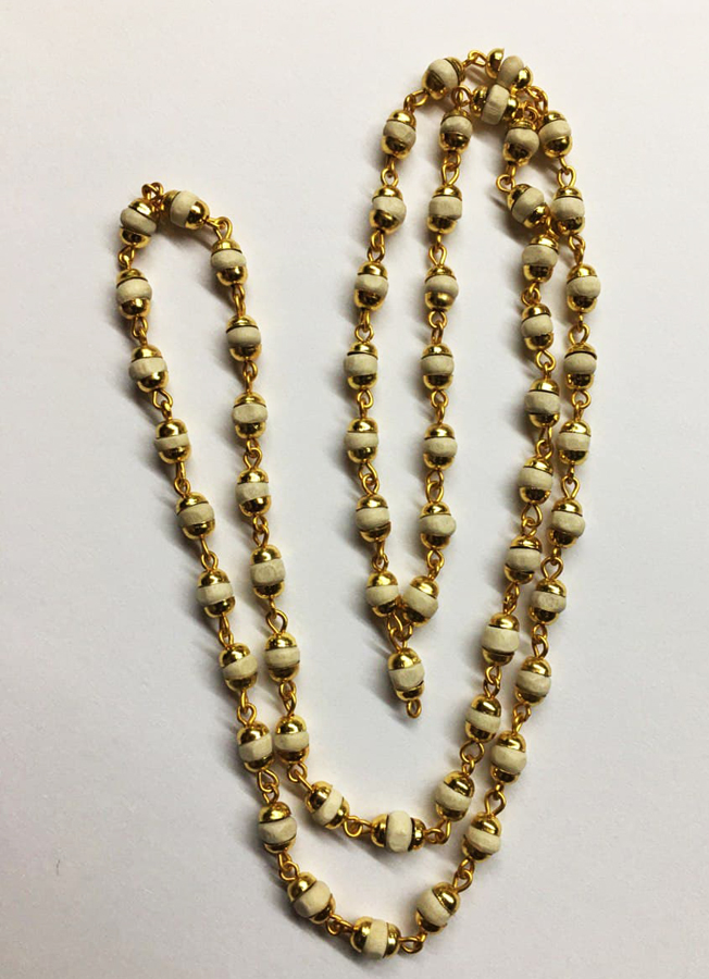 Намисто з туласі в білому металі з фарбуванням під золото