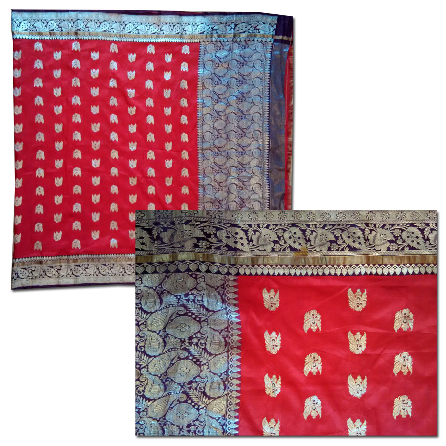 Свадебное сари. Красное, с орнаментом